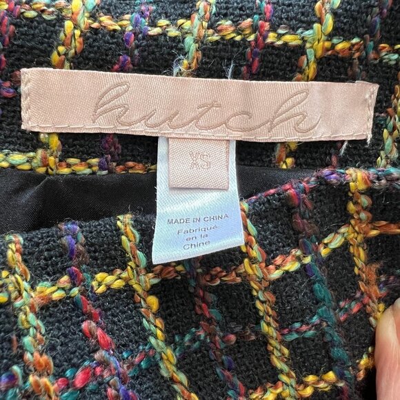 Anthropologie Hutch Tweed Plaid Multicolour Lined A-Line Mini Skirt Sz XS - Picture 7 of 10